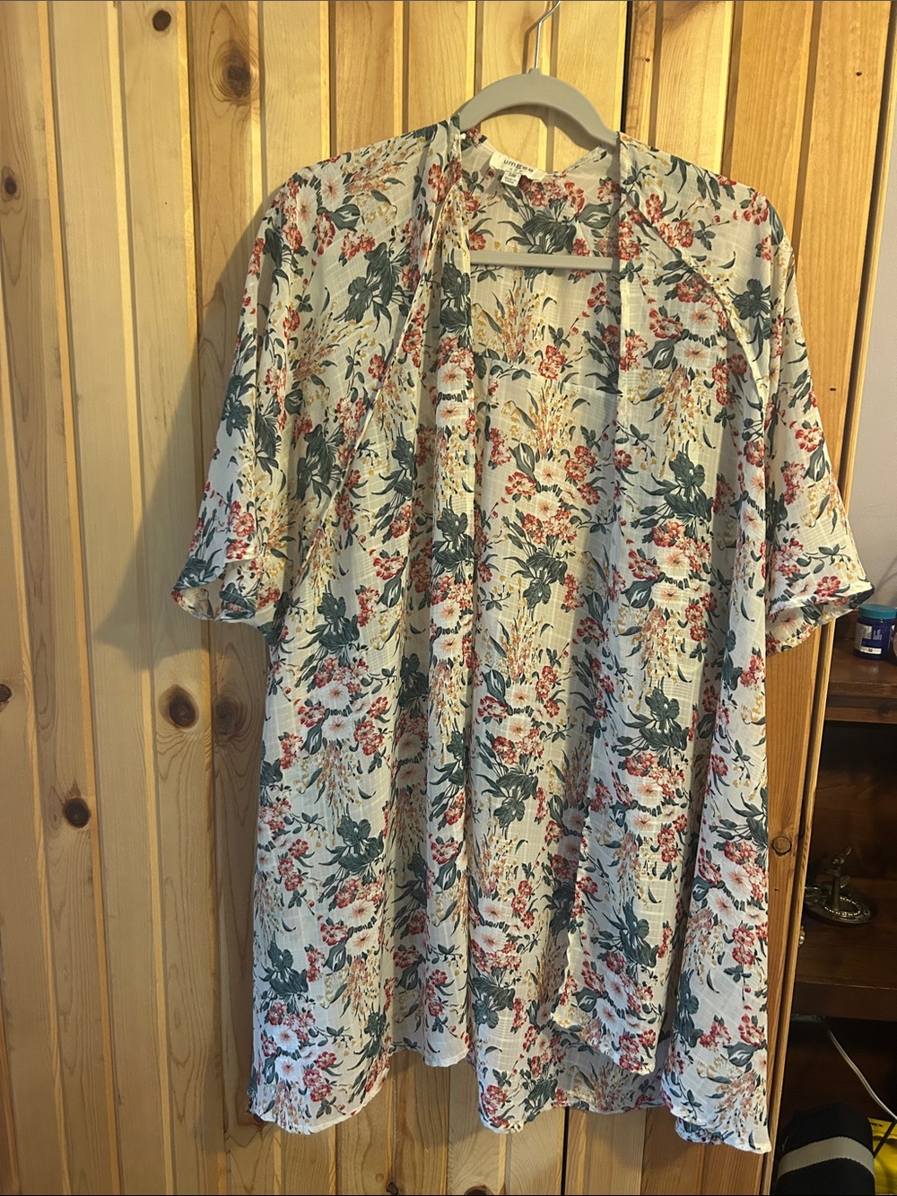 Umgee Sage & Coral Floral Short-Sleeve Shirt Jacket